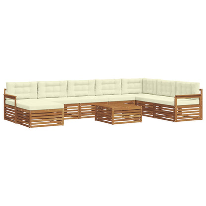 Set di divani da esterno con cuscino 9 pcs Naturale e Crema | homemem39