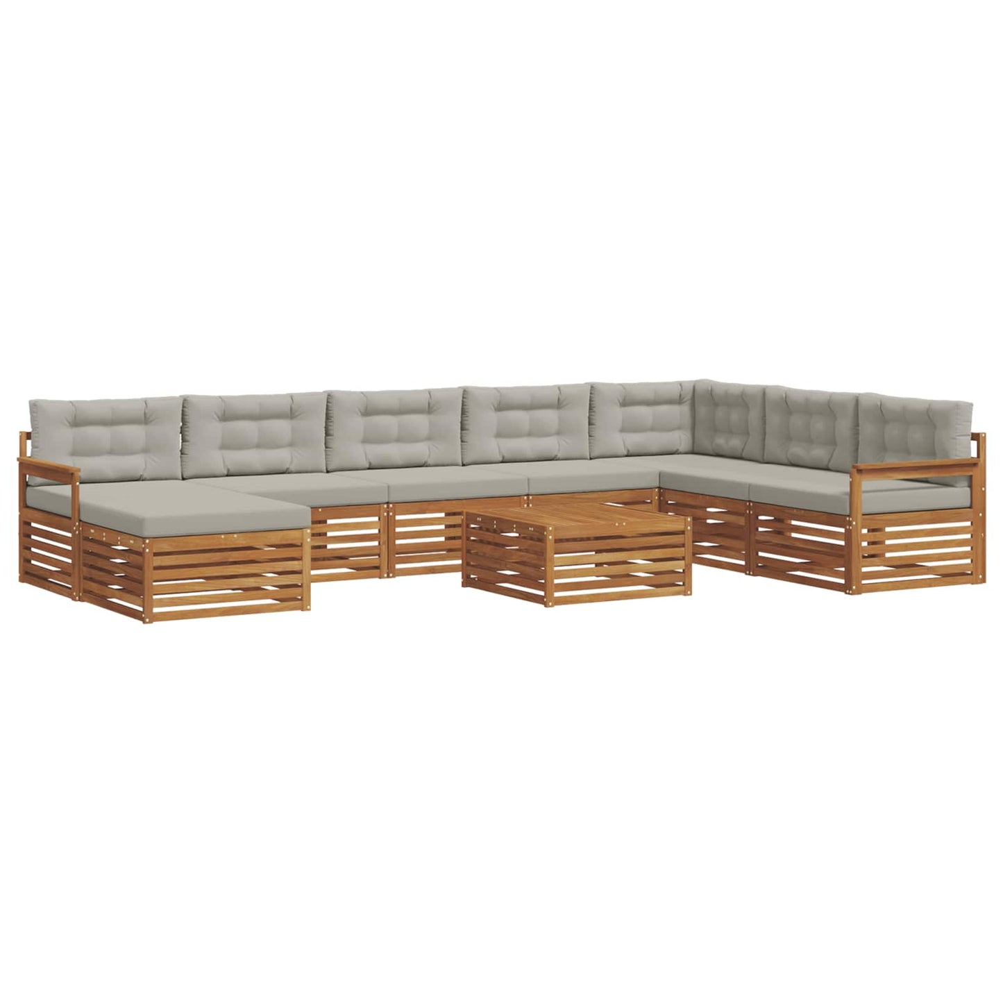 Set di divani da esterno 9 pcs Grigio Naturale e Chiaro