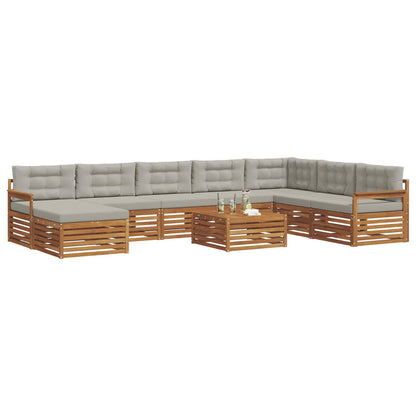 Set di divani da esterno 9 pcs Grigio Naturale e Chiaro | homemem39