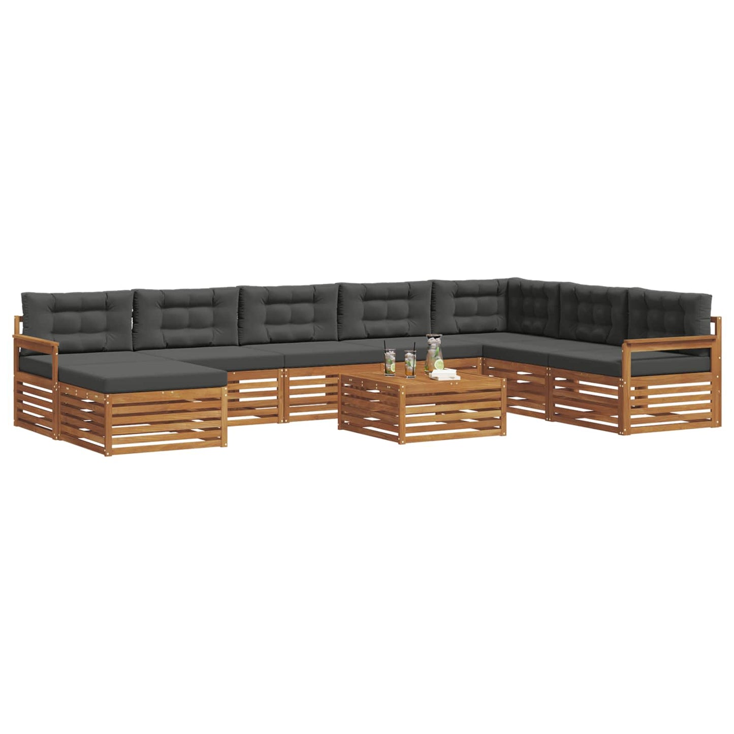 Set di divani da esterno con cuscino 9 pcs Naturale e Antracite