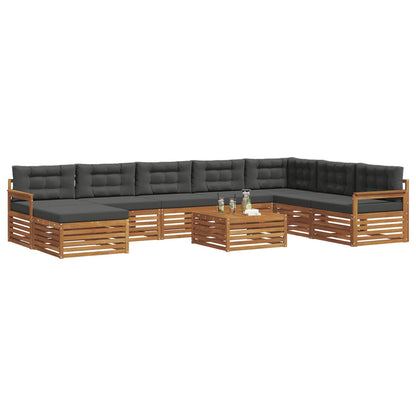 Set di divani da esterno con cuscino 9 pcs Naturale e Antracite
