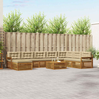 Set di divani da esterno con cuscino 9 pcs Naturale e Beige