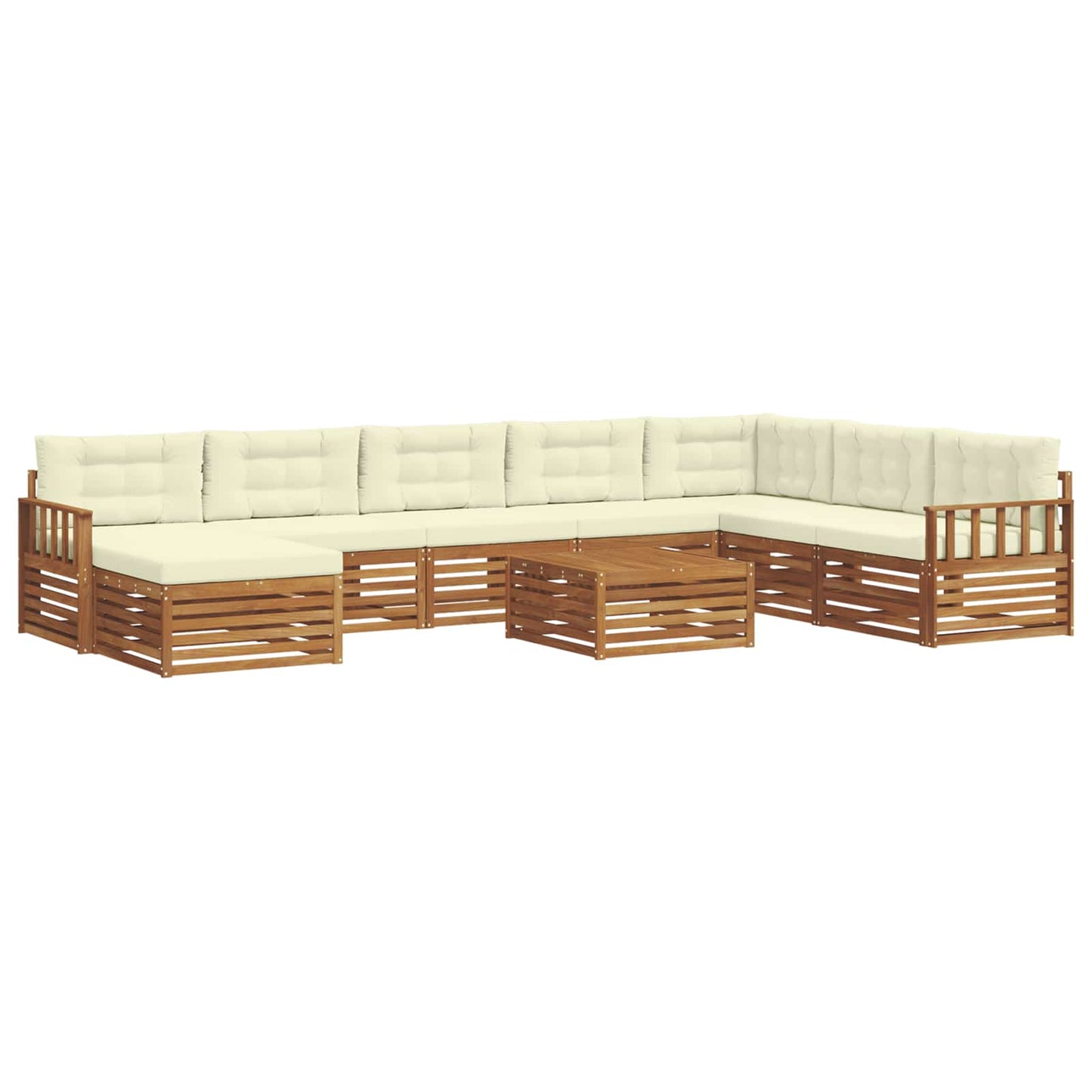 Set di divani da esterno con cuscino 9 pcs Naturale e Crema | homemem39
