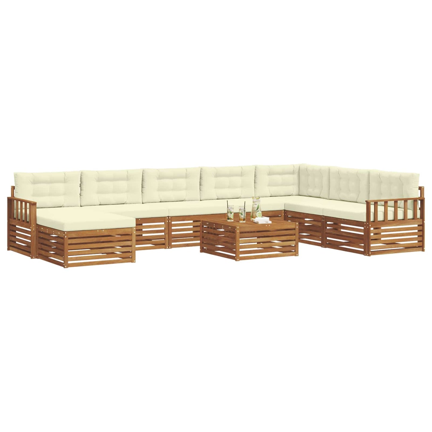 Set di divani da esterno con cuscino 9 pcs Naturale e Crema