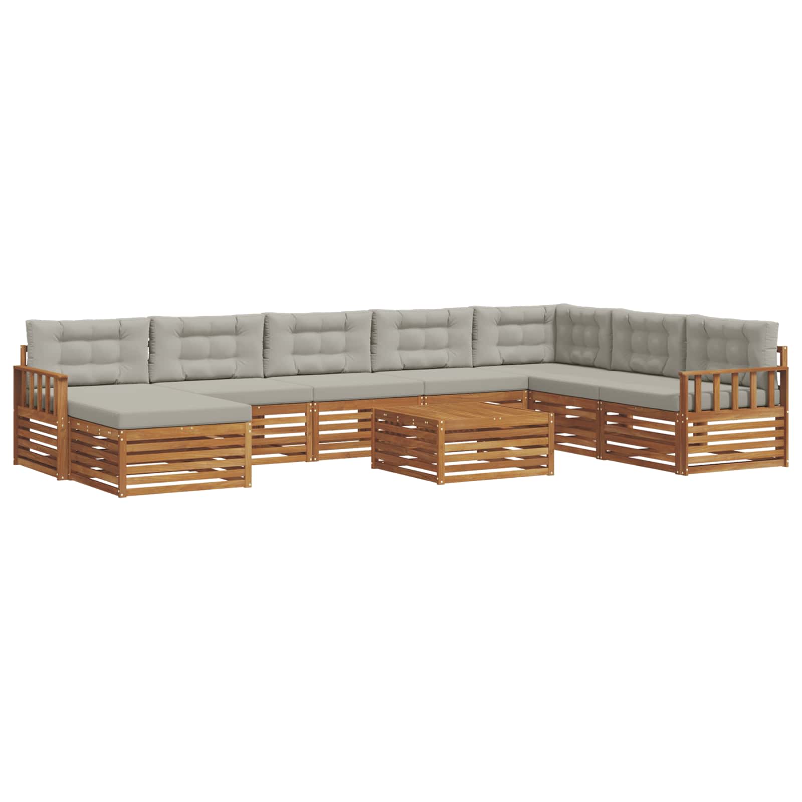 Set di divani da esterno 9 pcs Grigio Naturale e Chiaro | homemem39