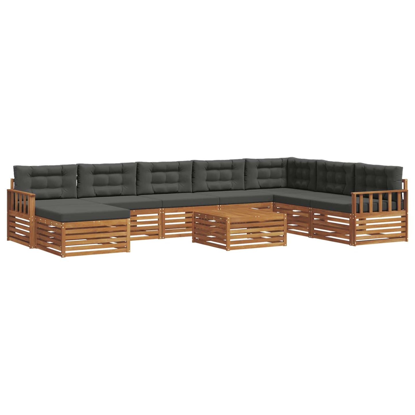 Set di divani da esterno con cuscino 9 pcs Naturale e Antracite