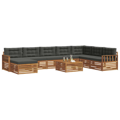 Set di divani da esterno con cuscino 9 pcs Naturale e Antracite | homemem39
