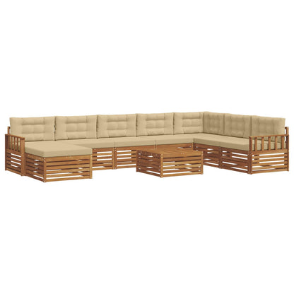 Set di divani da esterno con cuscino 9 pcs Naturale e Beige | homemem39