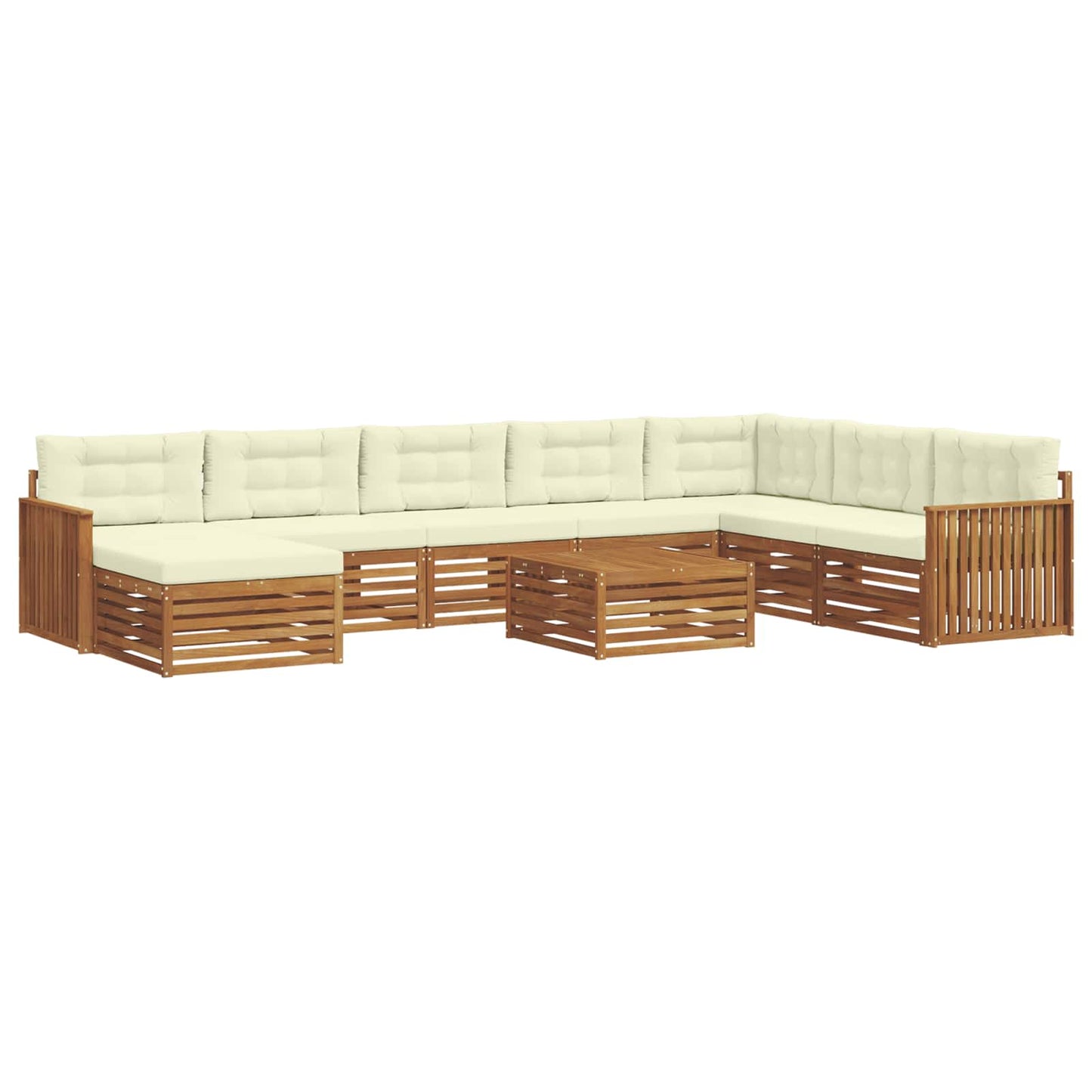 Set di divani da esterno con cuscino 9 pcs Naturale e Crema | homemem39