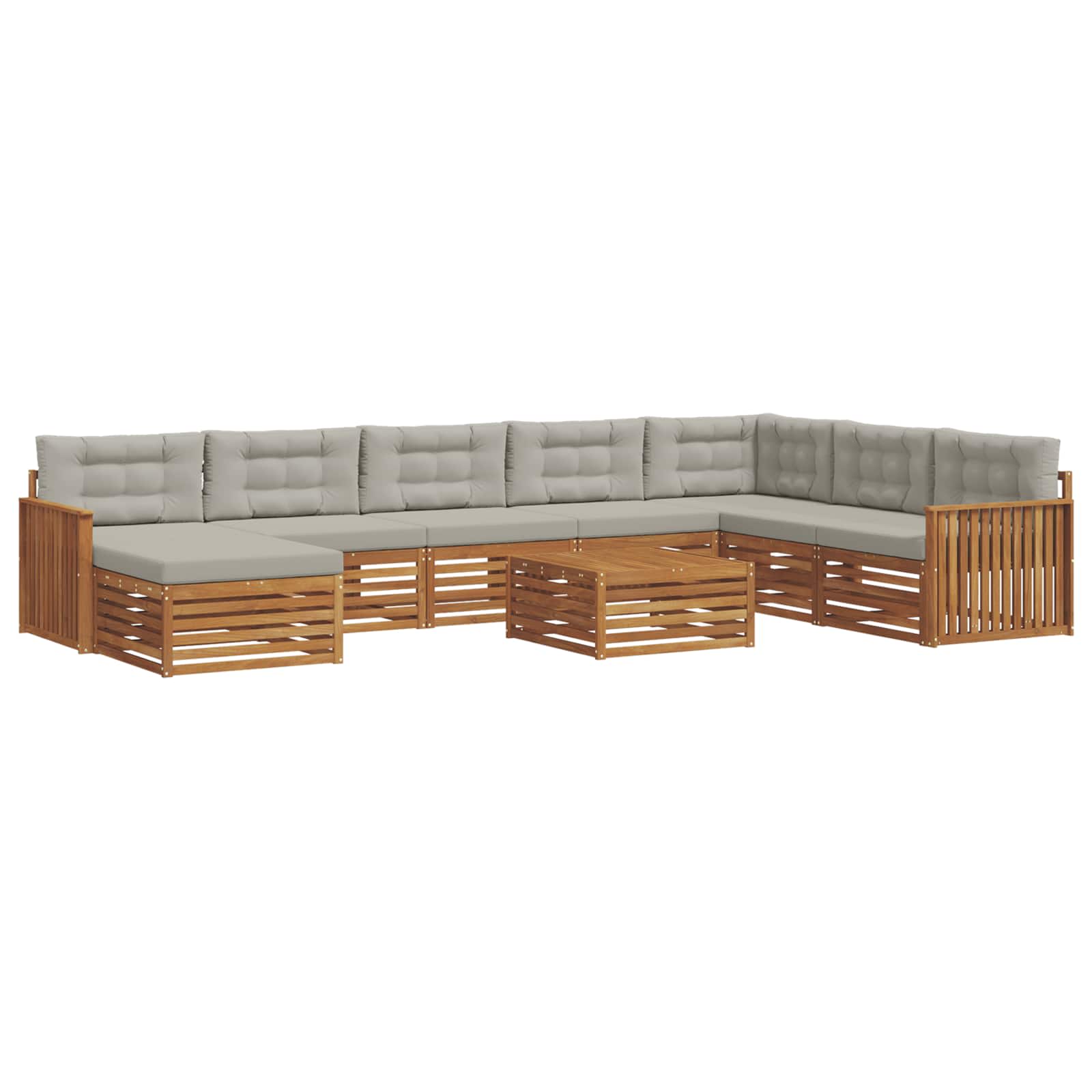 Set di divani da esterno 9 pcs Grigio Naturale e Chiaro | homemem39