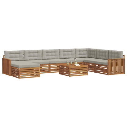Set di divani da esterno 9 pcs Grigio Naturale e Chiaro