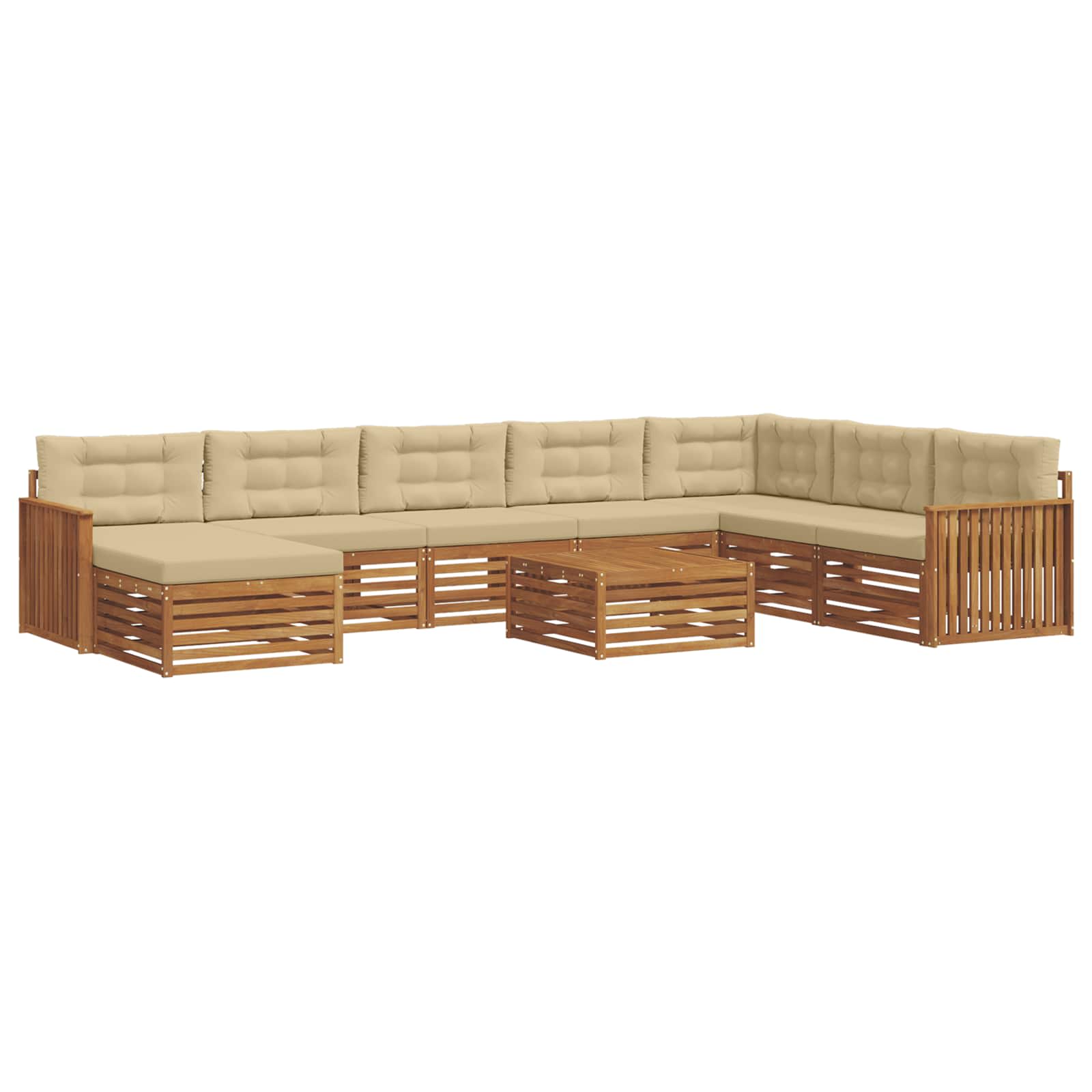 Set di divani da esterno con cuscino 9 pcs Naturale e Beige | homemem39