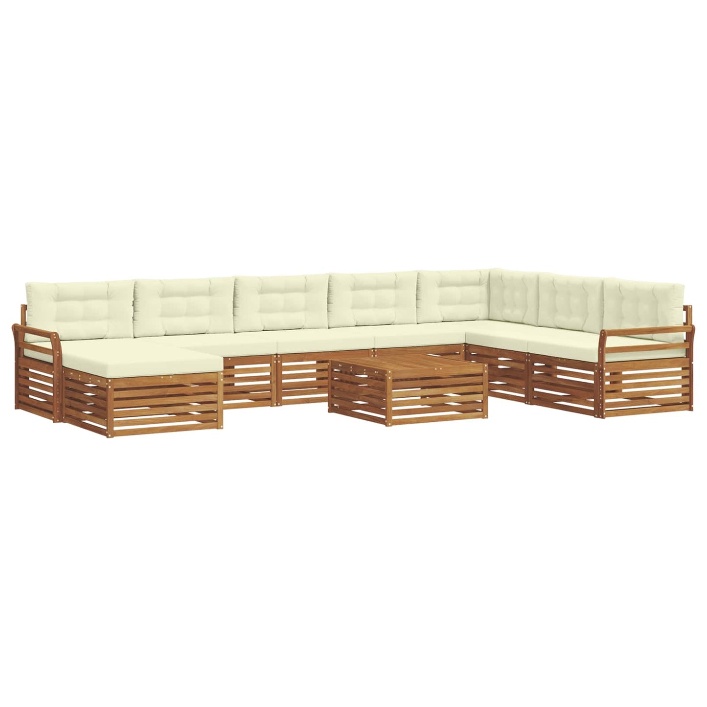 Set di divani da esterno con cuscino 9 pcs Naturale e Crema | homemem39