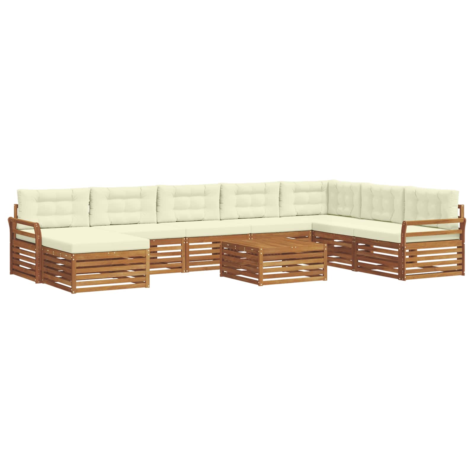 Set di divani da esterno con cuscino 9 pcs Naturale e Crema | homemem39