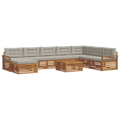 Set di divani da esterno 9 pcs Grigio Naturale e Chiaro