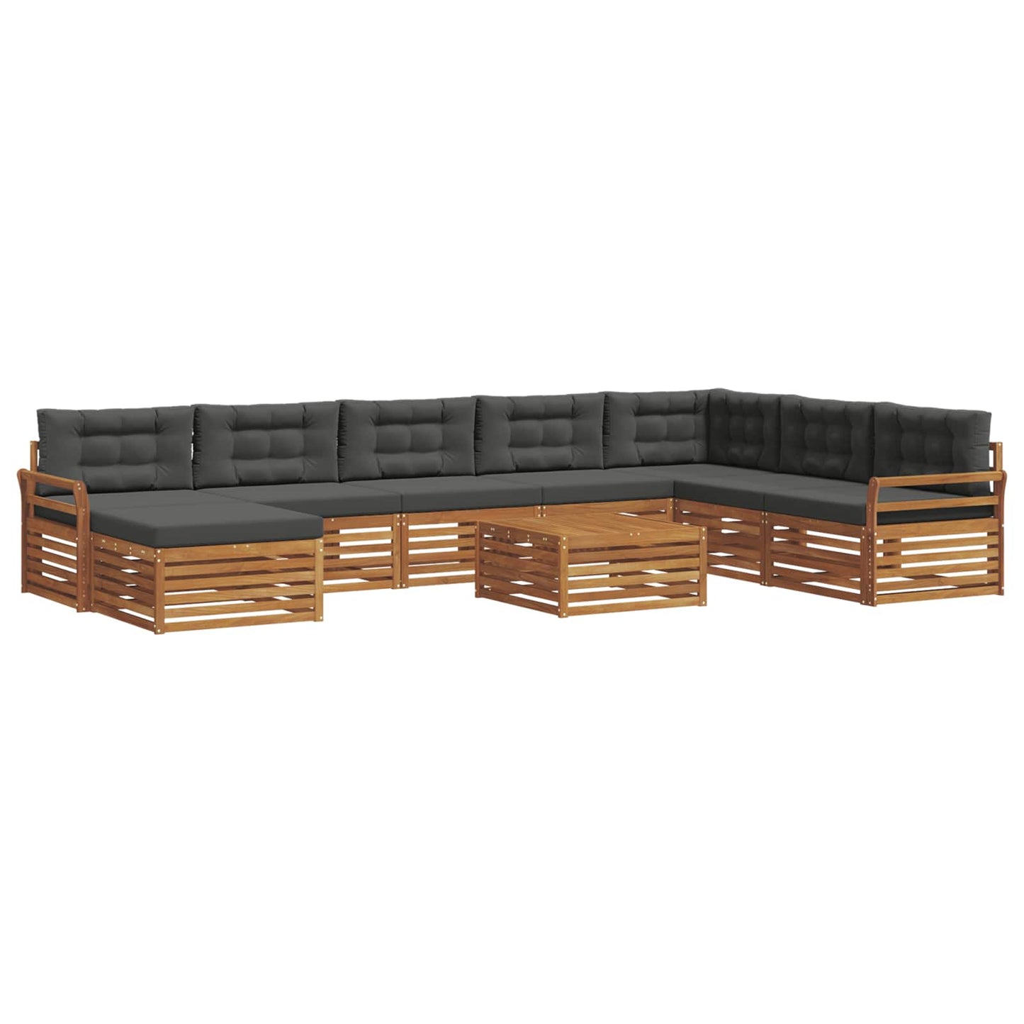 Set di divani da esterno con cuscino 9 pcs Naturale e Antracite