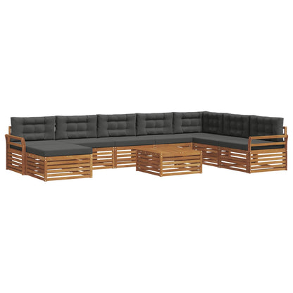 Set di divani da esterno con cuscino 9 pcs Naturale e Antracite