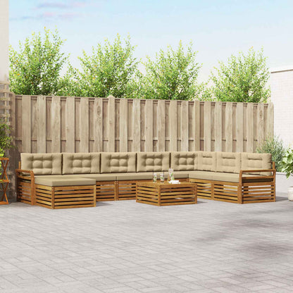 Set di divani da esterno con cuscino 9 pcs Naturale e Beige