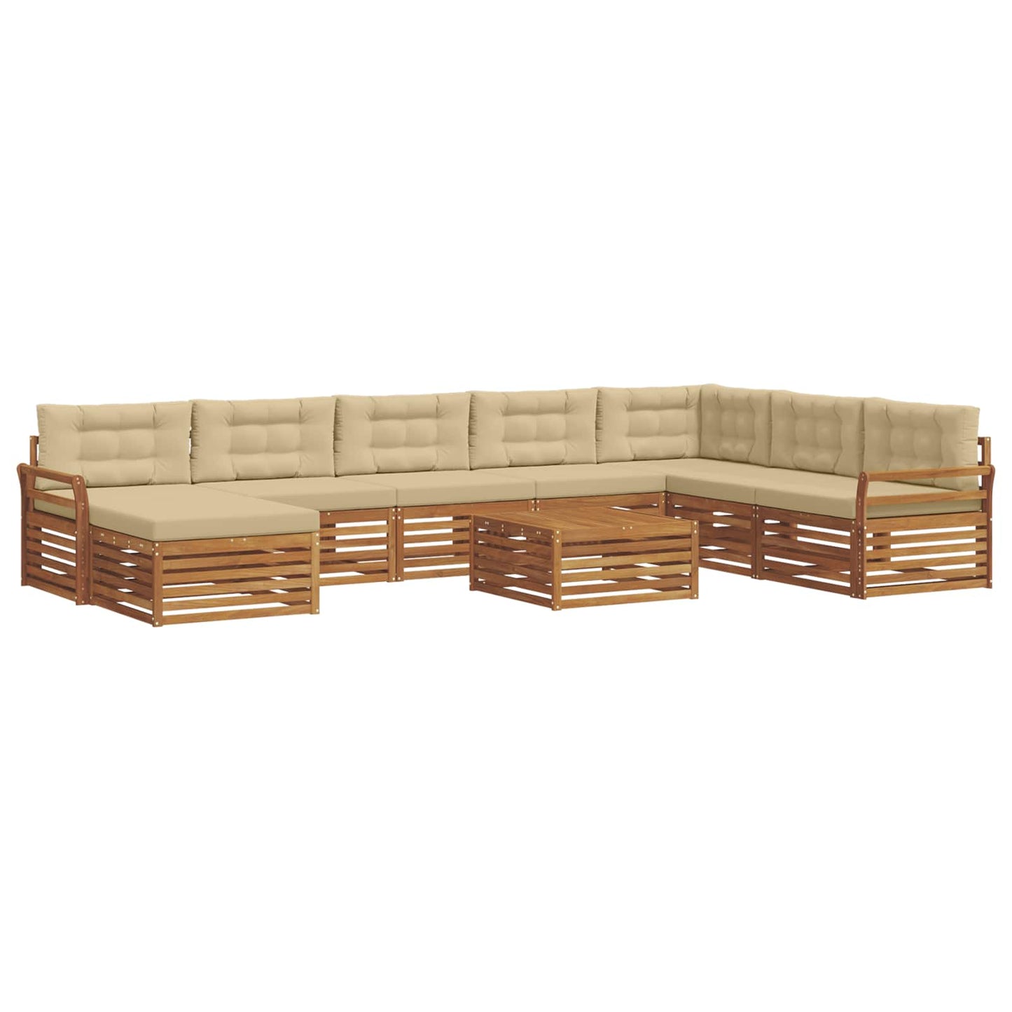 Set di divani da esterno con cuscino 9 pcs Naturale e Beige | homemem39