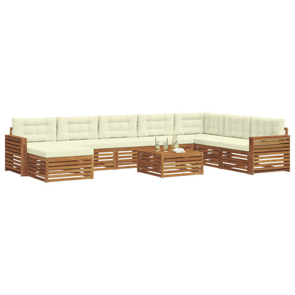 Set di divani da esterno con cuscino 9 pcs Naturale e Crema