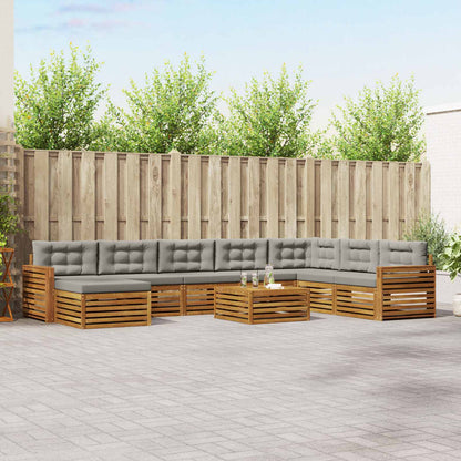 Set di divani da esterno 9 pcs Grigio Naturale e Chiaro