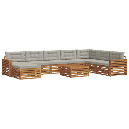 Set di divani da esterno 9 pcs Grigio Naturale e Chiaro