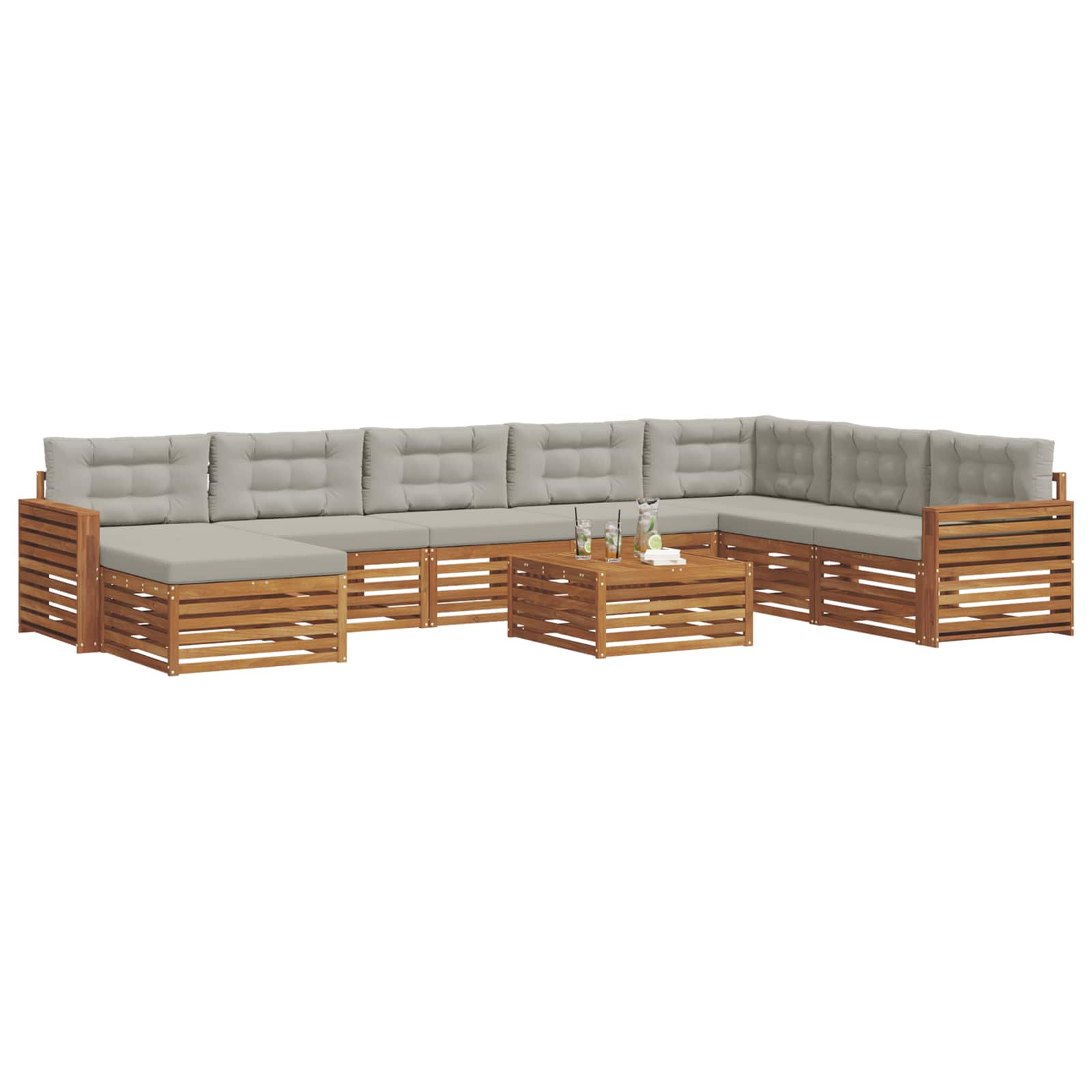 Set di divani da esterno 9 pcs Grigio Naturale e Chiaro | homemem39