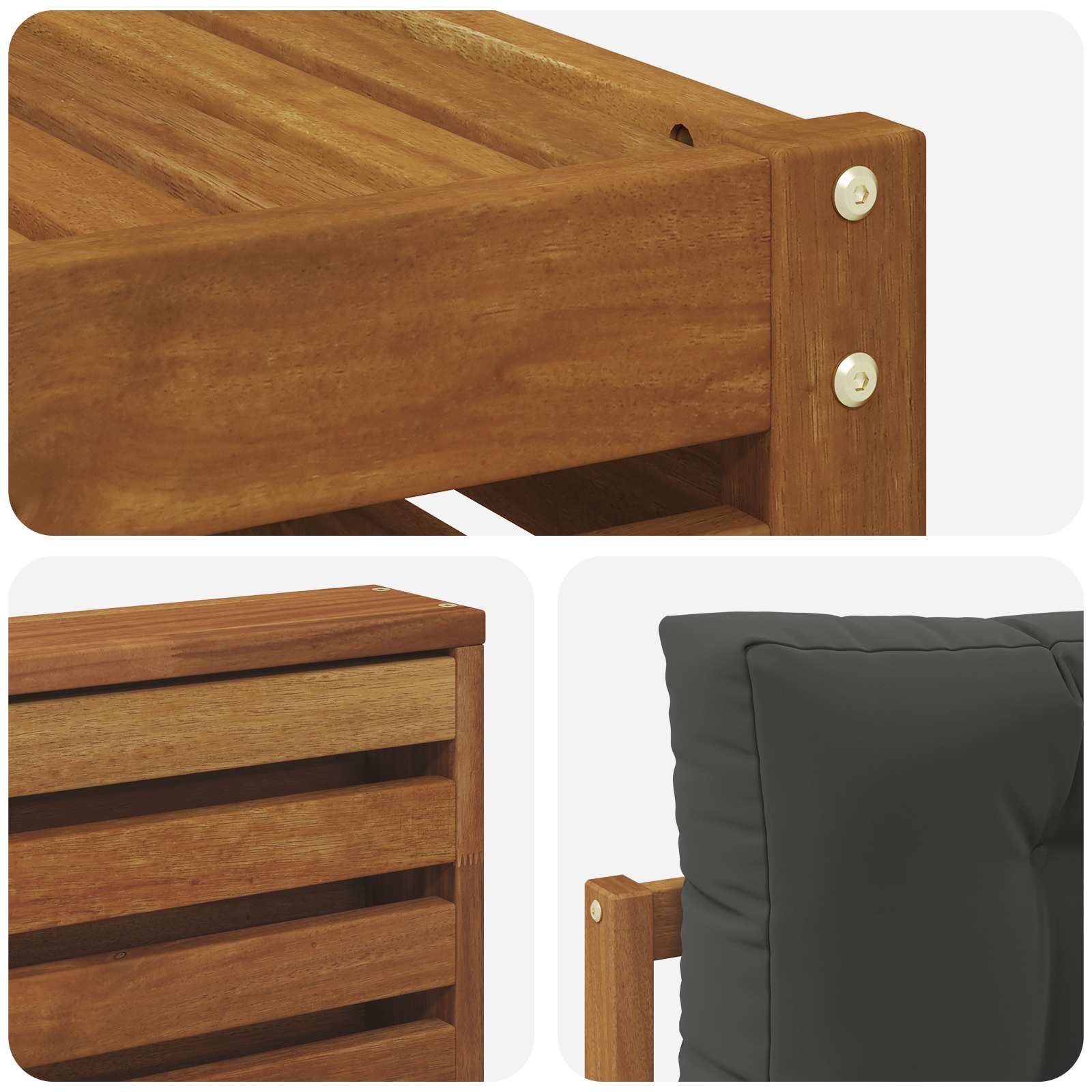 Set di divani da esterno con cuscino 9 pcs Naturale e Antracite | homemem39