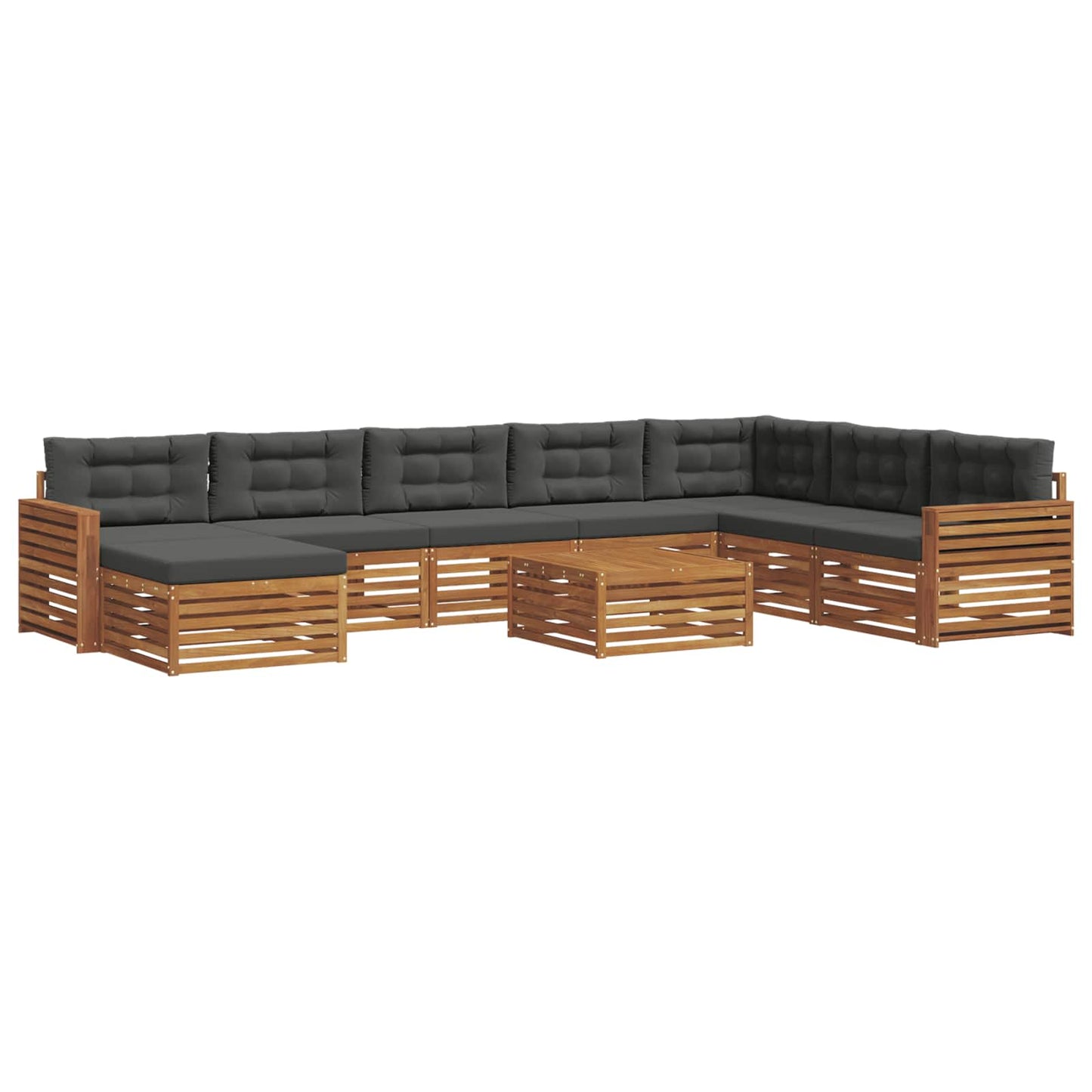 Set di divani da esterno con cuscino 9 pcs Naturale e Antracite | homemem39