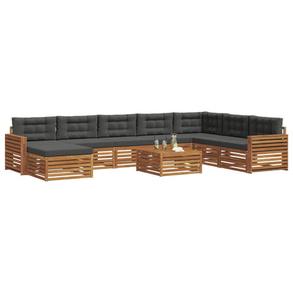 Set di divani da esterno con cuscino 9 pcs Naturale e Antracite