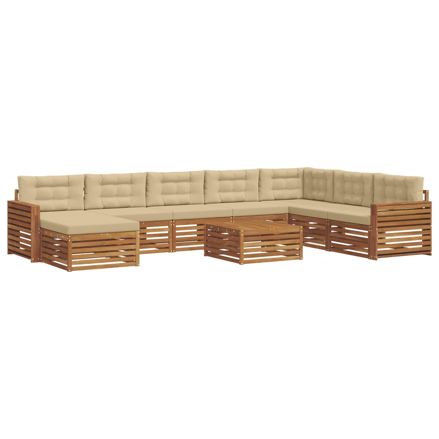 Set di divani da esterno con cuscino 9 pcs Naturale e Beige