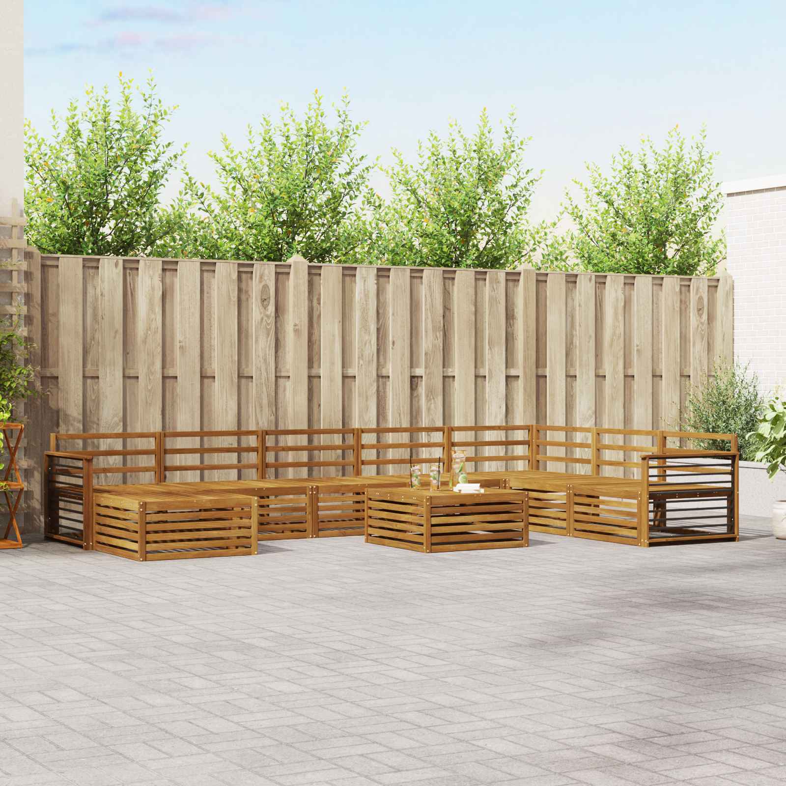 Set divani 9 pcs Naturale Legno di Acacia Massello | homemem39