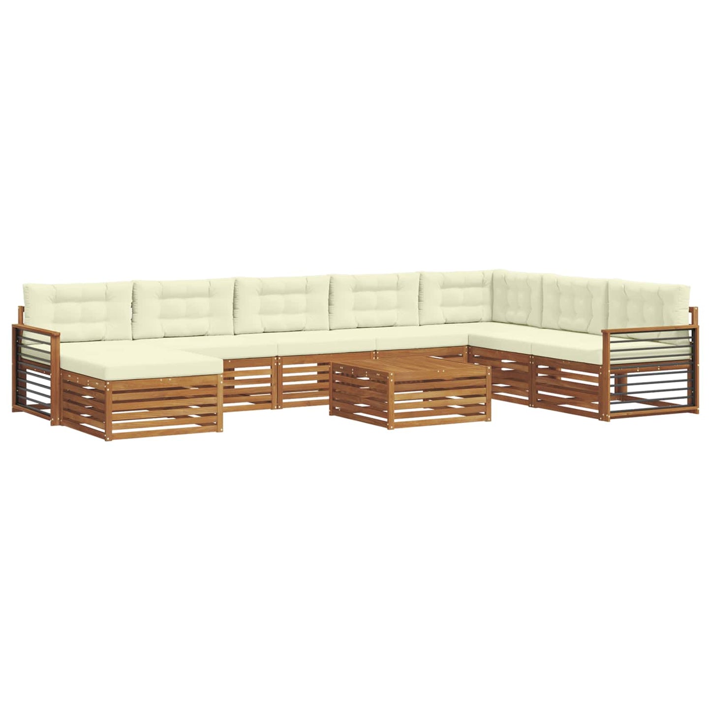 Set di divani da esterno con cuscino 9 pcs Naturale e Crema | homemem39