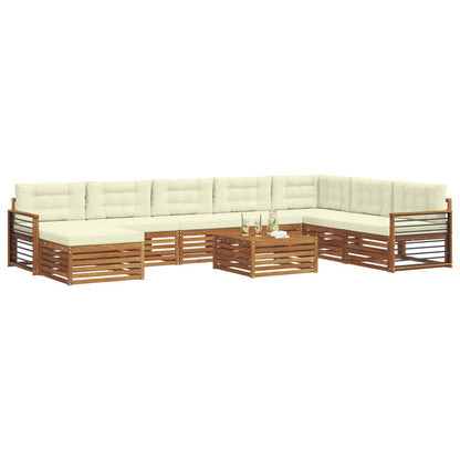 Set di divani da esterno con cuscino 9 pcs Naturale e Crema | homemem39