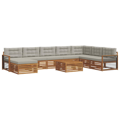 Set di divani da esterno 9 pcs Grigio Naturale e Chiaro | homemem39