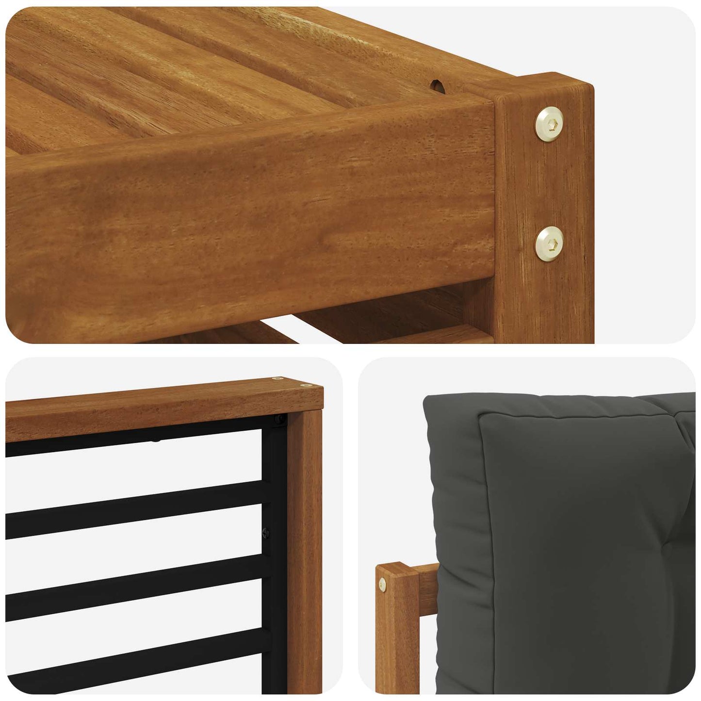 Set di divani da esterno con cuscino 9 pcs Naturale e Antracite | homemem39