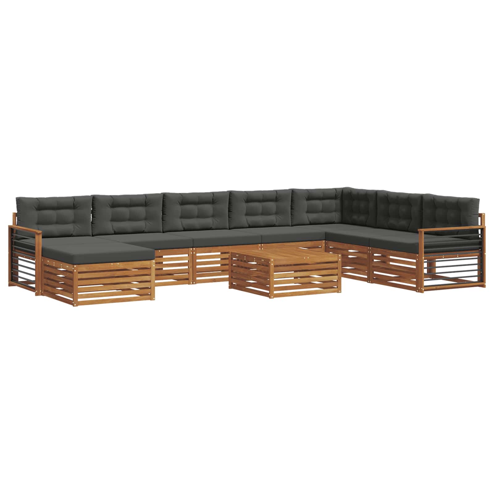 Set di divani da esterno con cuscino 9 pcs Naturale e Antracite | homemem39