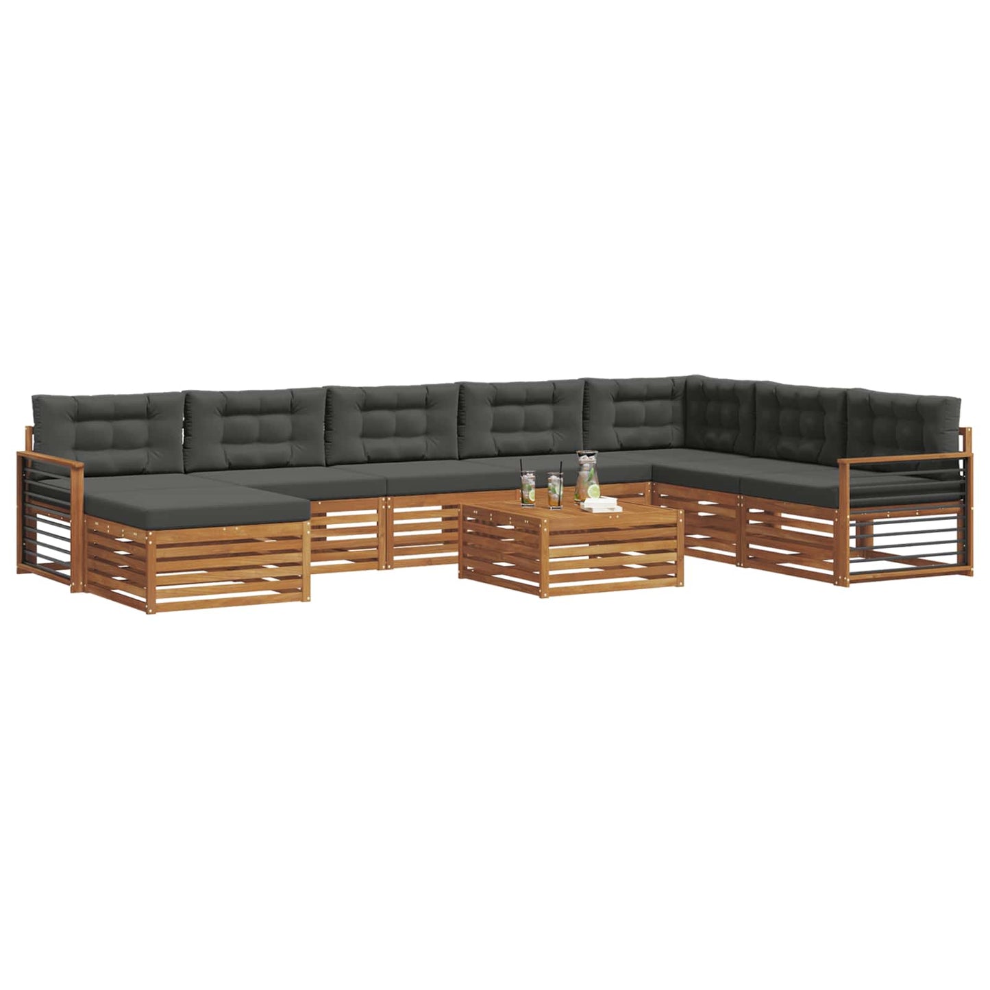 Set di divani da esterno con cuscino 9 pcs Naturale e Antracite