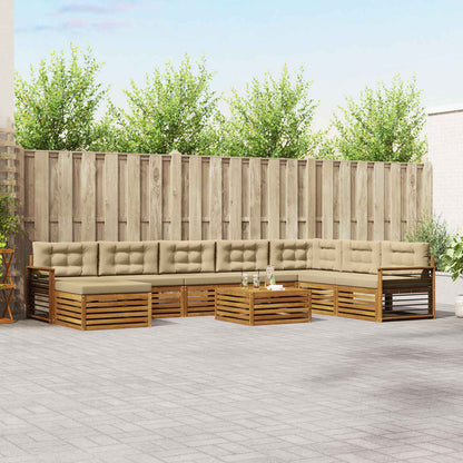 Set di divani da esterno con cuscino 9 pcs Naturale e Beige | homemem39