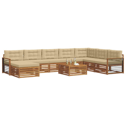 Set di divani da esterno con cuscino 9 pcs Naturale e Beige