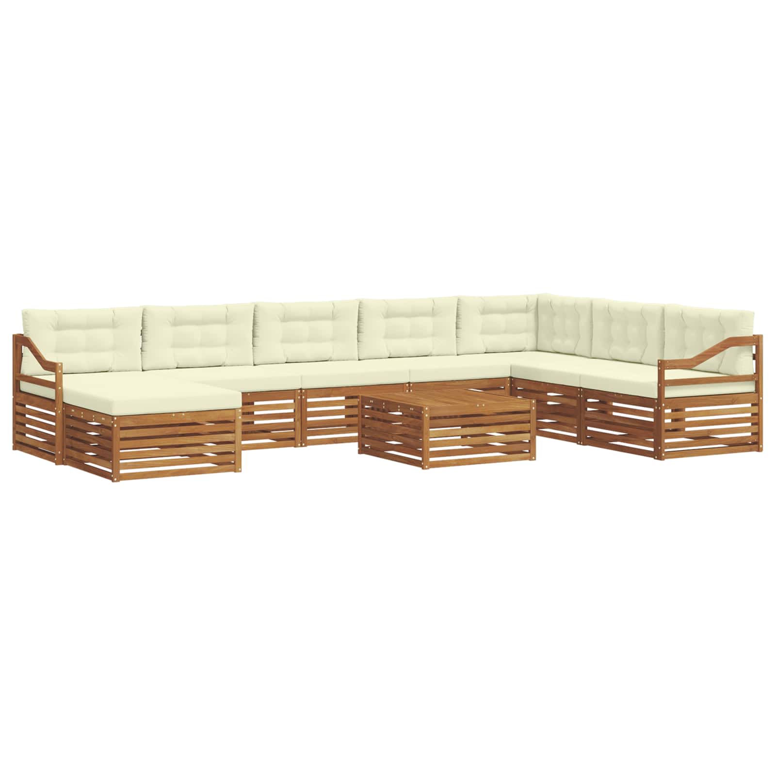 Set di divani da esterno con cuscino 9 pcs Naturale e Crema | homemem39
