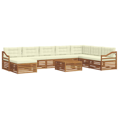 Set di divani da esterno con cuscino 9 pcs Naturale e Crema | homemem39