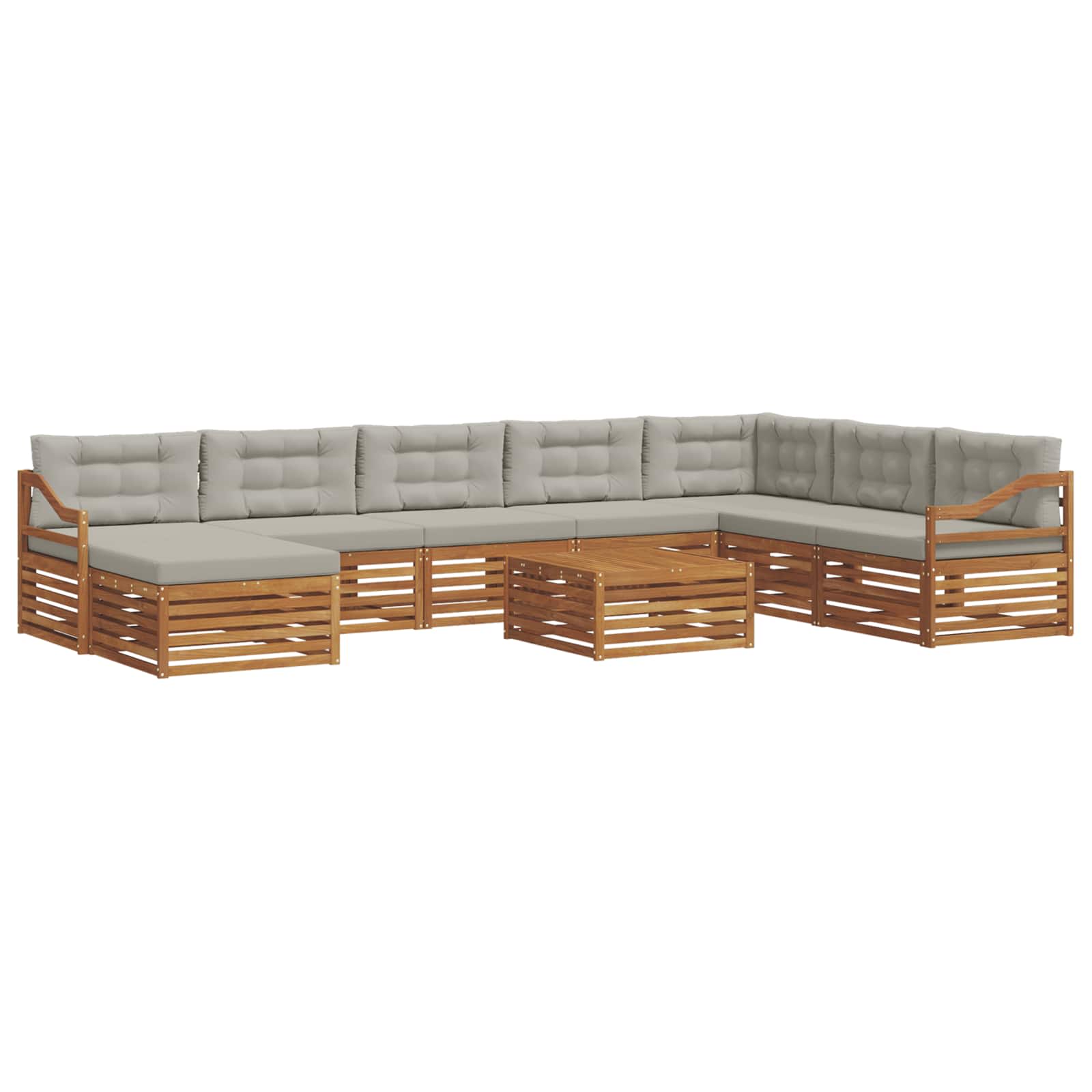 Set di divani da esterno 9 pcs Grigio Naturale e Chiaro | homemem39
