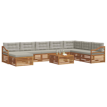 Set di divani da esterno 9 pcs Grigio Naturale e Chiaro | homemem39