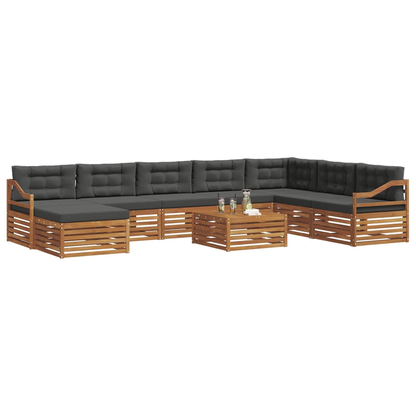 Set di divani da esterno con cuscino 9 pcs Naturale e Antracite