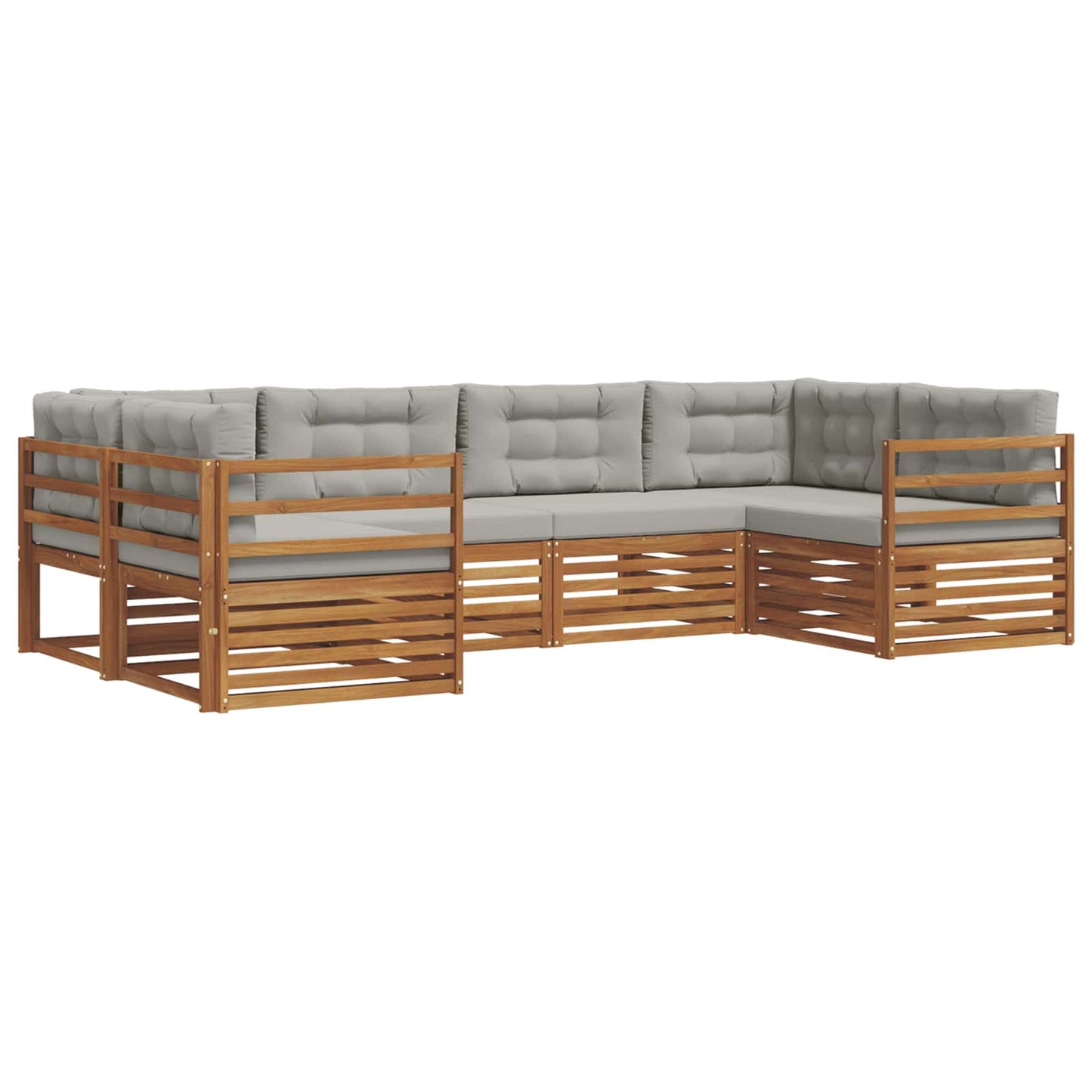 Set di divani da esterno 6 pcs Grigio Naturale e Chiaro | homemem39