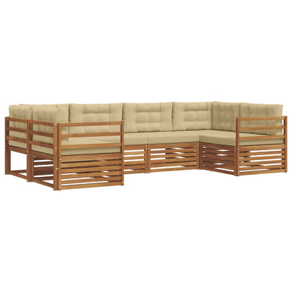Set di divani da esterno con cuscino 6 pcs Naturale e Beige