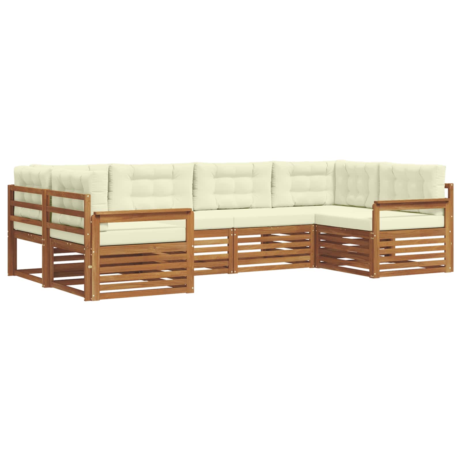 Set di divani da esterno con cuscino 6 pcs Naturale e Crema | homemem39