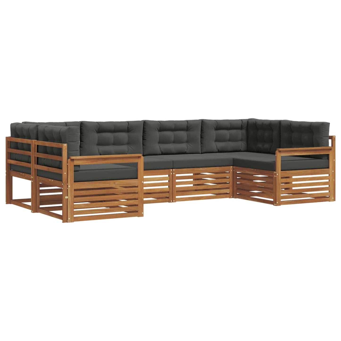 Set di divani da esterno con cuscino 6 pcs Naturale e Antracite | homemem39