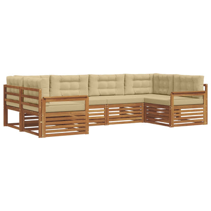 Set di divani da esterno con cuscino 6 pcs Naturale e Beige | homemem39